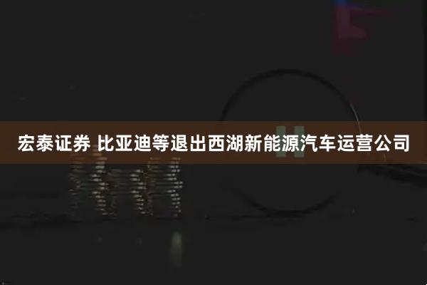 宏泰证券 比亚迪等退出西湖新能源汽车运营公司